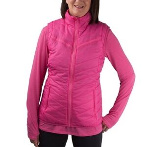 Running Room Women's Reversible Quilted Vest Pink/Black Size Small